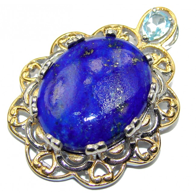 Royal Blue Lapis Lazuli 14K Gold over .925 Sterling Silver handcrafted Pendant