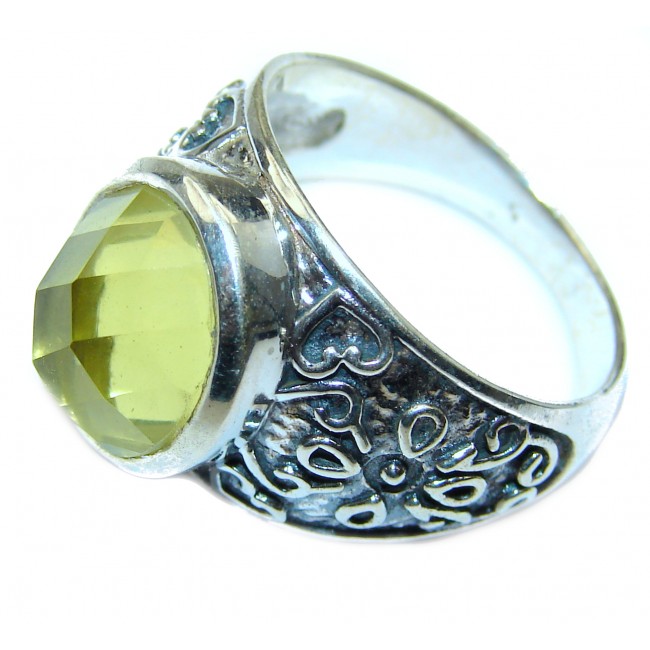 Vintage Style Natural Citrine .925 Sterling Silver handcrafted Ring s. 8
