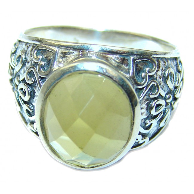 Vintage Style Natural Citrine .925 Sterling Silver handcrafted Ring s. 8