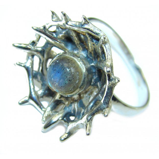 Regal Infinity Labradorite .925 Sterling Silver Bali handmade ring size 7 3/4