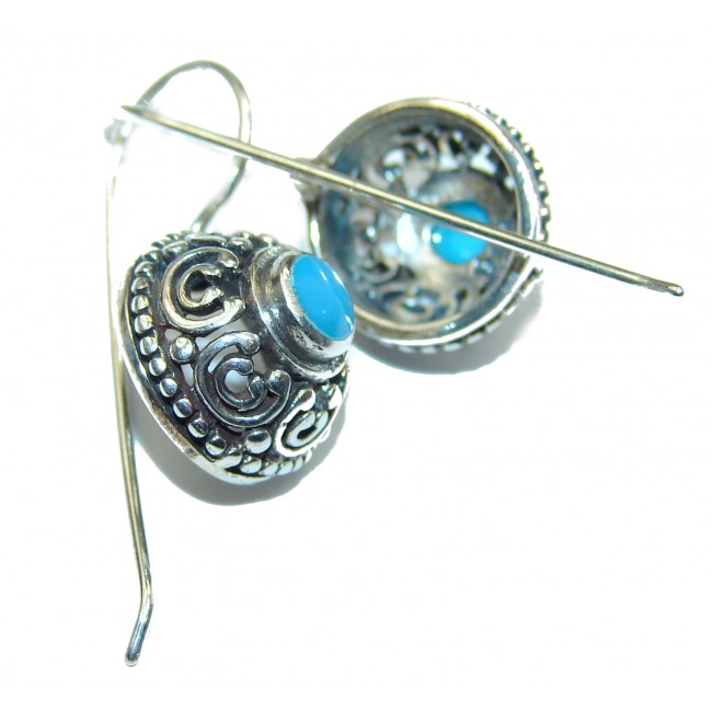 Solid Blue Turquoise .925 Sterling Silver earrings