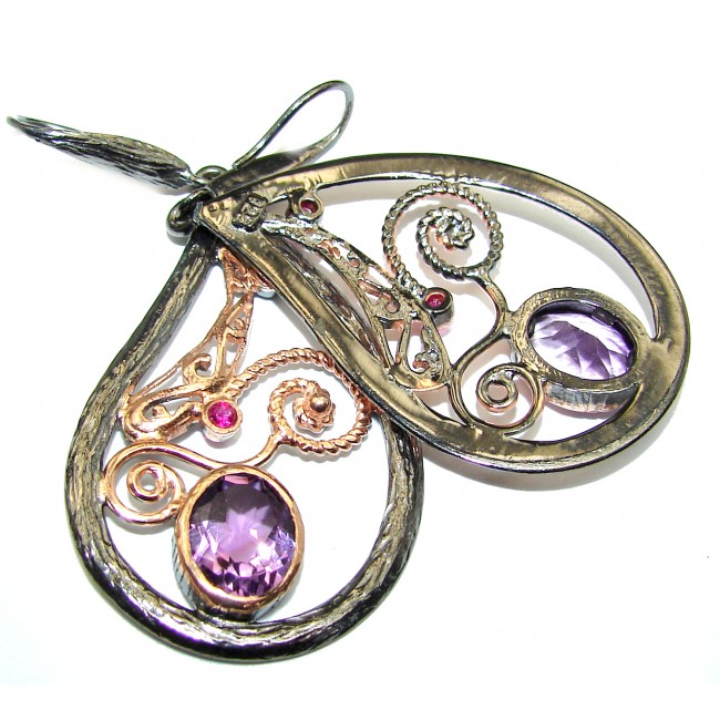 Incredible Vintage Style Amethyst Gold over .925 Sterling Silver earrings
