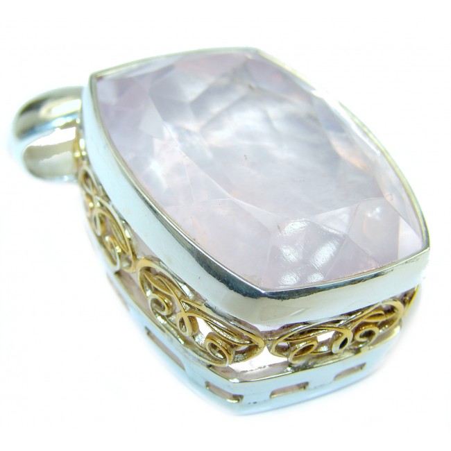 BOLD Pink Power 125ct Rose Quartz .925 Sterling Silver handcrafted Pendant