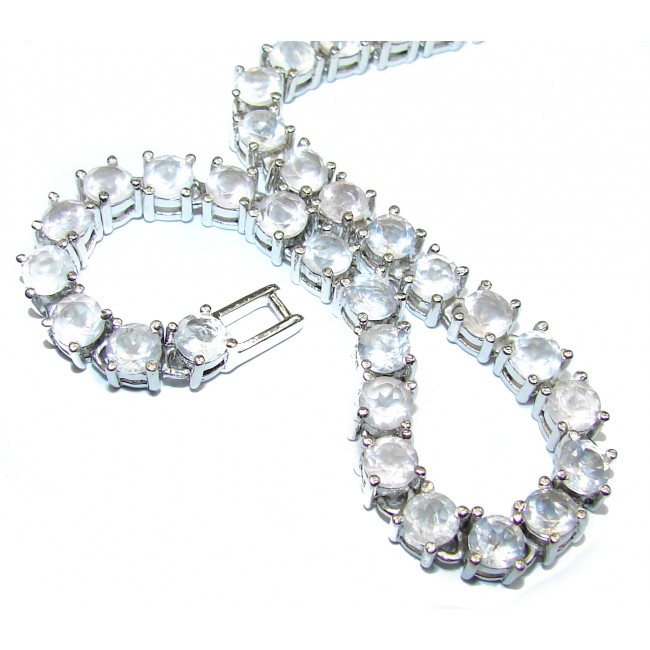 White Galaxy Rose Quartz .925 Sterling Silver handmade Bracelet