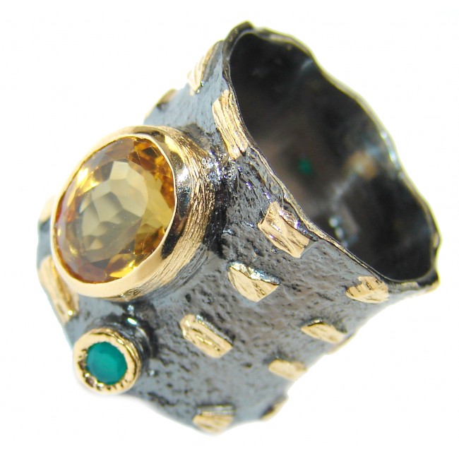 Vintage Style 20ct Natural Citrine 14ct Gold over .925 Sterling Silver handcrafted Ring s. 6