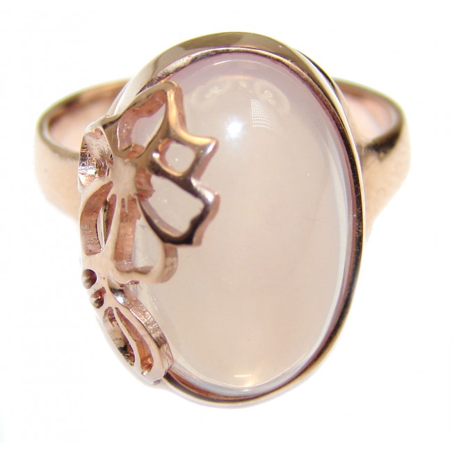 Sweet Candy Rose Quartz Rose Gold over .925 Sterling Silver handcrafted ring s. 8