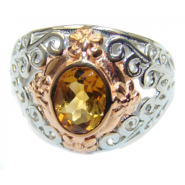 Faceted Citrine oxidized .925 Sterling Silver handmade ring size 7
