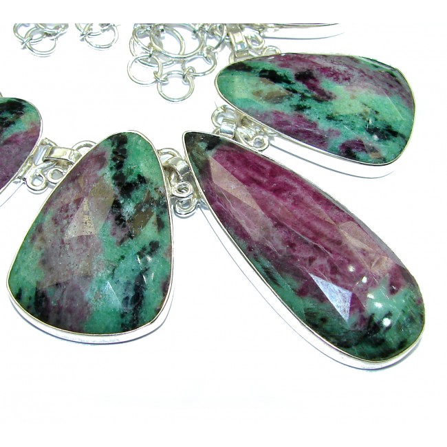 Fantastic quality Ruby in Zoisite .925 Sterling Silver handmade Necklace
