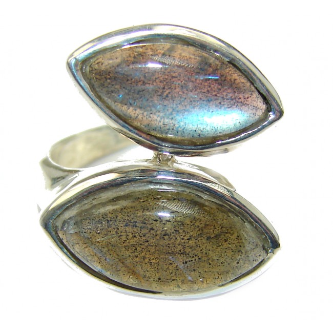 Rainbow Labradorite .925 Sterling Silver handmade ring s. 7