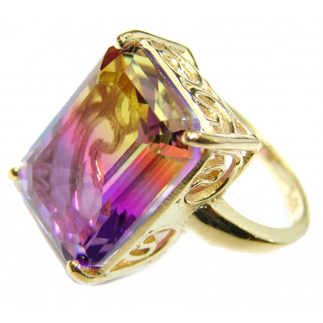 Genuine 25ct Ametrine 18K Gold over .925 Sterling Silver handcrafted ring; s. 7 1/4