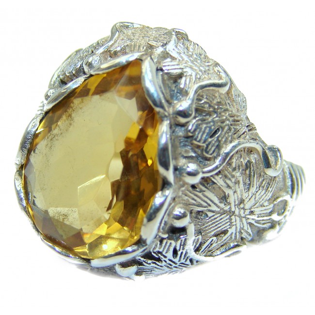 Vintage Style 25ct Natural Citrine .925 Sterling Silver handcrafted Ring s. 8