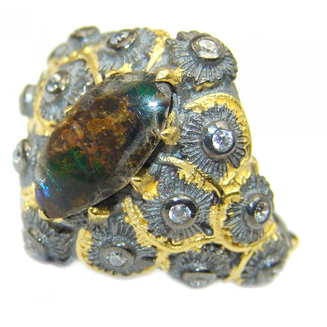 Pure Energy Genuine Canadian Ammolite .925 Sterling Silver handmade ring size 7 1/4