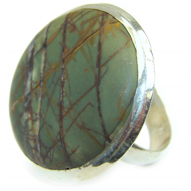 Huge Picasso Jasper .925 Sterling Silver handcrafted ring s. 12
