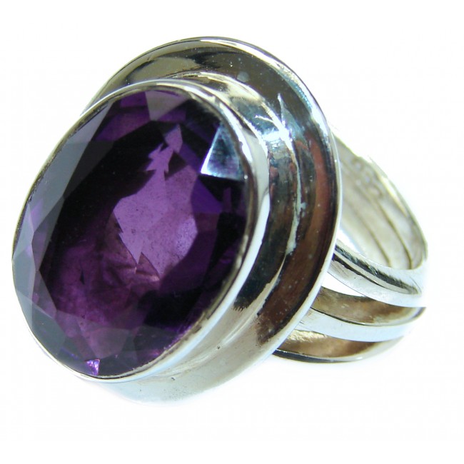 Spectacular genuine Amethyst .925 Sterling Silver handcrafted Ring size 7 1/2