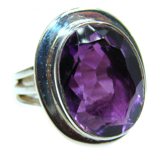 Spectacular genuine Amethyst .925 Sterling Silver handcrafted Ring size 7 1/2
