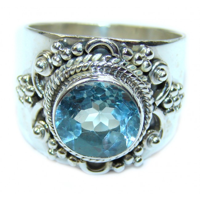 Energazing Swiss Blue Topaz .925 Sterling Silver handmade Poison Ring size 9 1/4