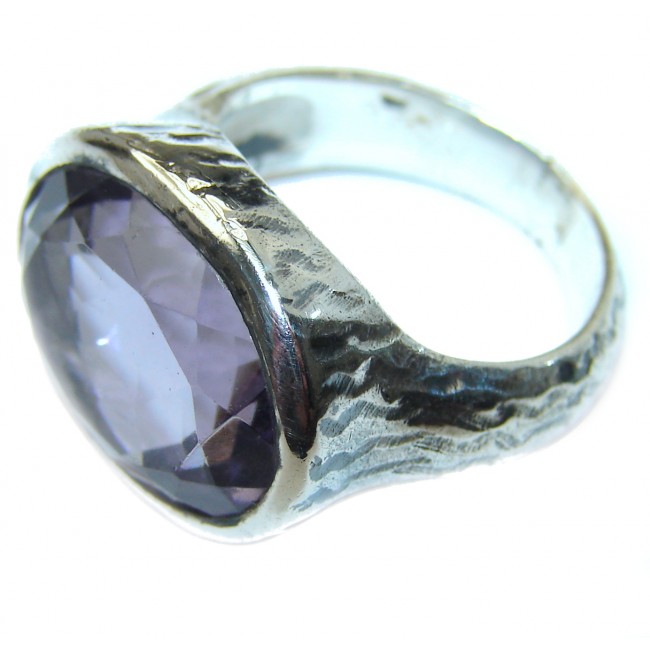 Spectacular genuine Amethyst .925 Sterling Silver handcrafted Ring size 6 1/4