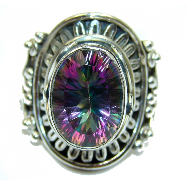 Huge Exotic Magic Topaz .925 Sterling Silver handcrafted Ring s. 9