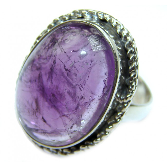 Spectacular genuine Amethyst .925 Sterling Silver handcrafted Ring size 9