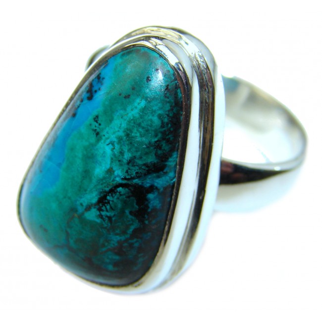 Natural Chrysocolla .925 Sterling Silver handcrafted ring size 7 1/4