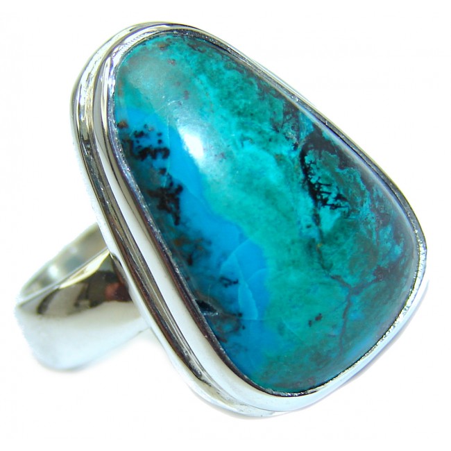 Natural Chrysocolla .925 Sterling Silver handcrafted ring size 7 1/4