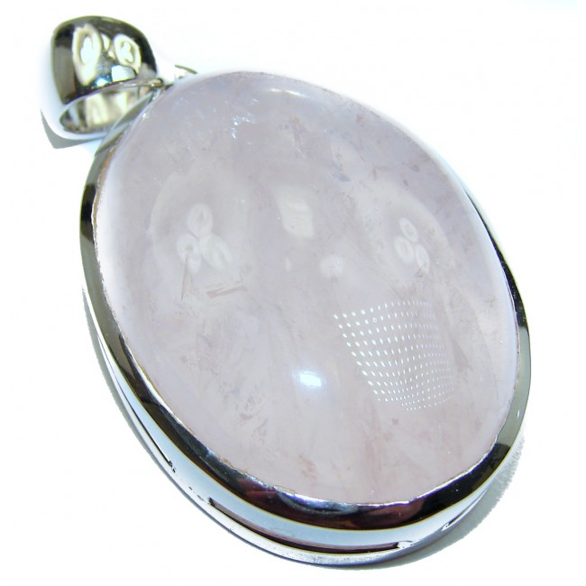 Huge 50 ct Perfect Rose Quartz .925 Sterling Silver handcrafted Pendant