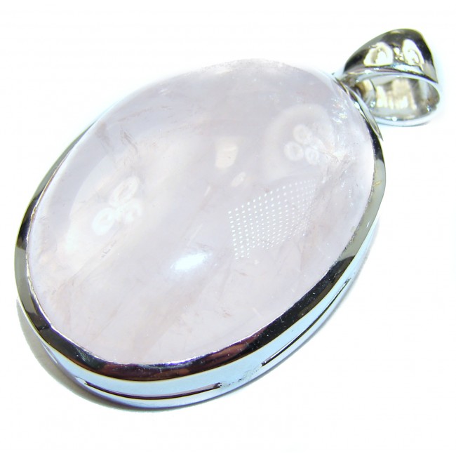 Huge 50 ct Perfect Rose Quartz .925 Sterling Silver handcrafted Pendant