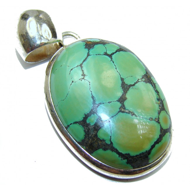 Exquisite authentic Morenci Turquoise .925 Sterling Silver handmade Pendant