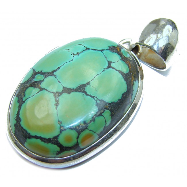 Exquisite authentic Morenci Turquoise .925 Sterling Silver handmade Pendant