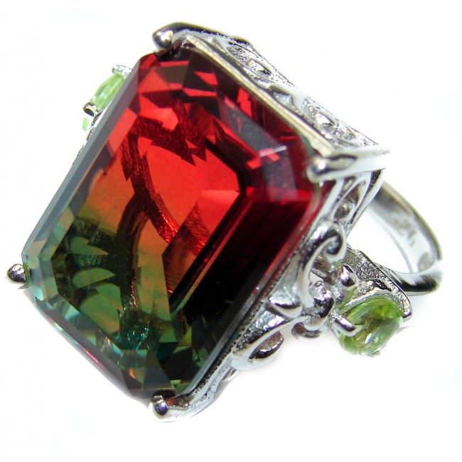 HUGE Top Quality Magic Volcanic Tourmaline color Topaz .925 Sterling Silver handcrafted Ring s. 6 3/4