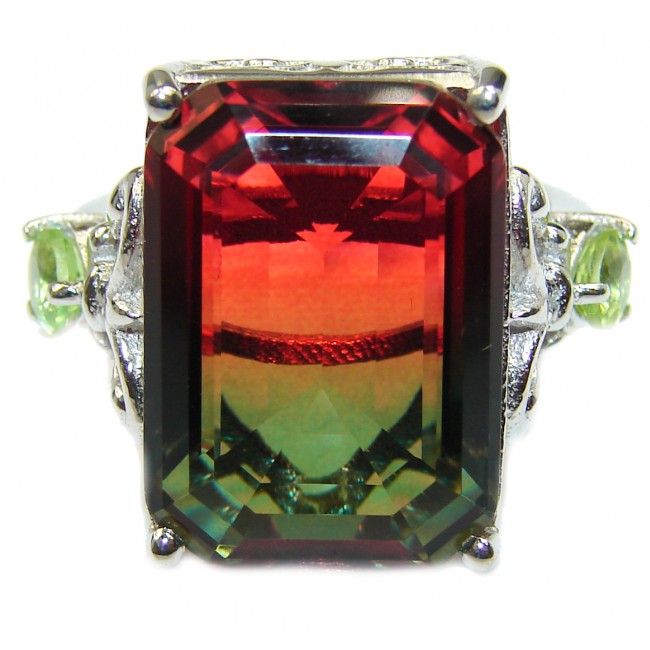 HUGE Top Quality Magic Volcanic Tourmaline color Topaz .925 Sterling Silver handcrafted Ring s. 6 3/4