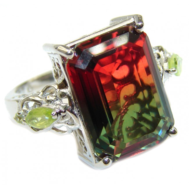 HUGE Top Quality Magic Volcanic Tourmaline color Topaz .925 Sterling Silver handcrafted Ring s. 9 1/4