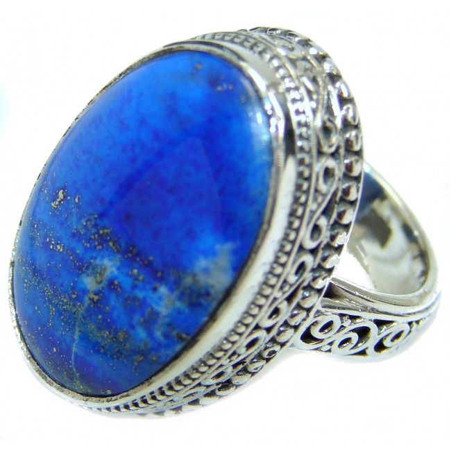 Natural Lapis Lazuli .925 Sterling Silver handcrafted ring size 7 1/4