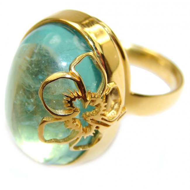 Floral Design authentic Apatite 18K Gold over .925 Sterling Silver ring; s. 8 1/4