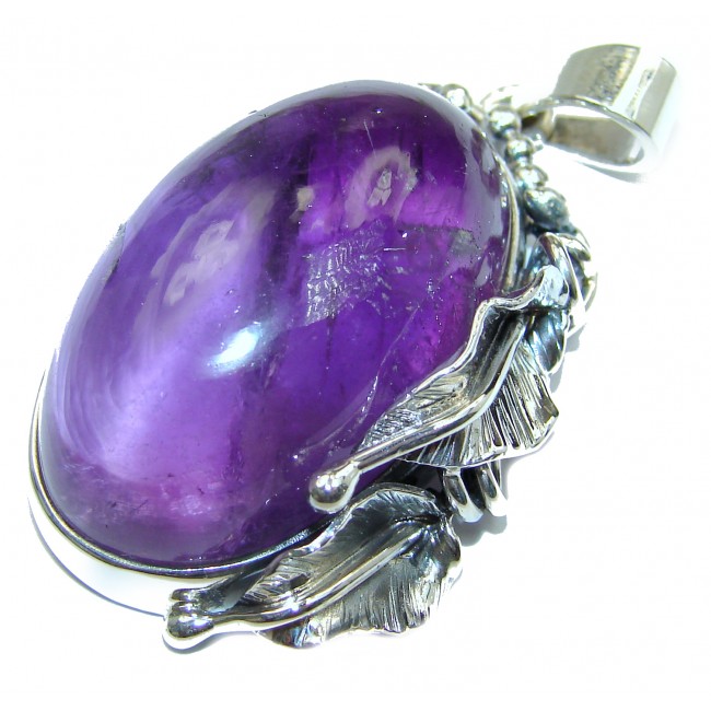 Her Majesty Natural 65 ct Amethyst .925 Sterling Silver handmade Pendant