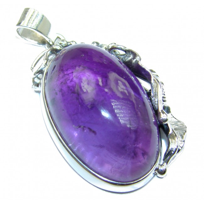 Her Majesty Natural 65 ct Amethyst .925 Sterling Silver handmade Pendant