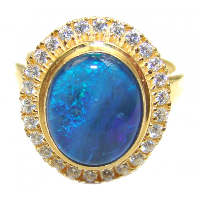 Australian Doublet Opal 18K Gold over .925 Sterling Silver handcrafted ring size 7 1/4