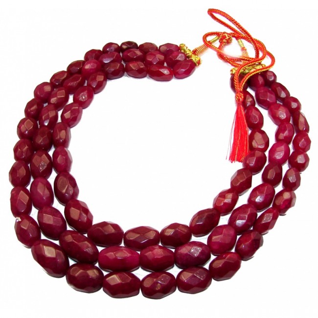 Huge Incredible Ruby Beads 3 Strands Necklace 16-18 inches necklace