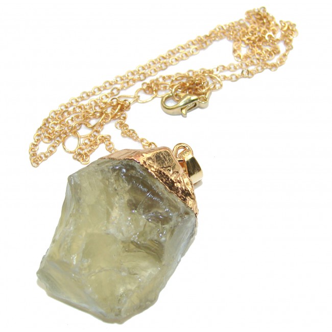 20 inches genuine Rough Citrine Gold over .925 Sterling Silver handmade Necklace