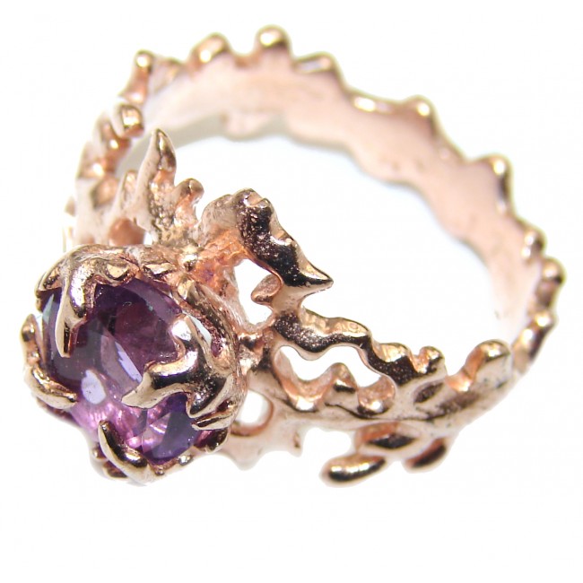 Vintage Style Amethyst .925 Sterling Silver handmade Cocktail Ring s. 6