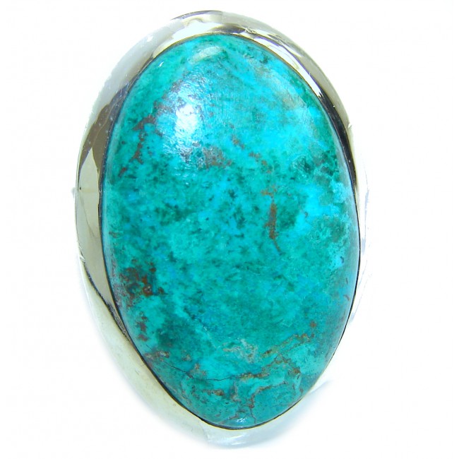 Natural Chrysocolla .925 Sterling Silver handcrafted ring size 7 1/2