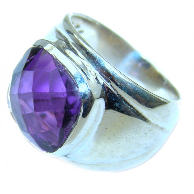 Spectacular genuine Amethyst .925 Sterling Silver handcrafted Ring size 7 1/4