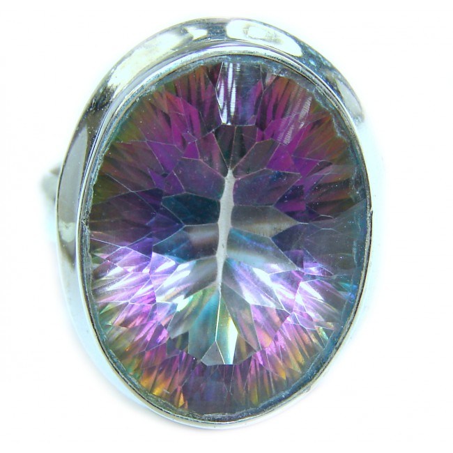 Huge Exotic Magic Topaz .925 Sterling Silver handcrafted Ring s. 10