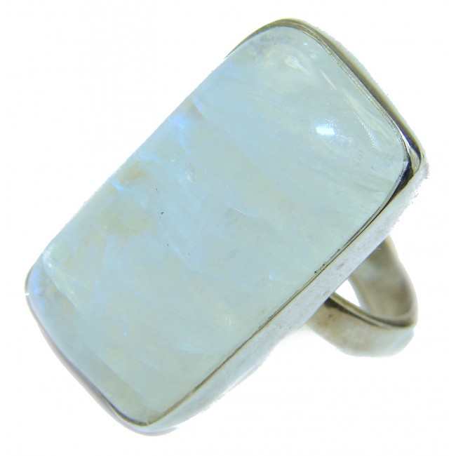 Fire Moonstone .925 Sterling Silver handmade Ring size 9