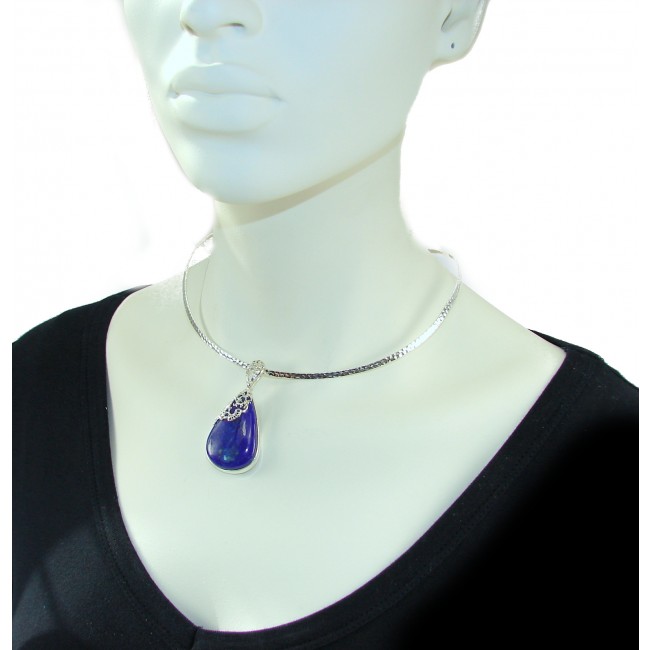 Bold Royal Blue Lapis Lazuli .925 Sterling Silver handcrafted Pendant