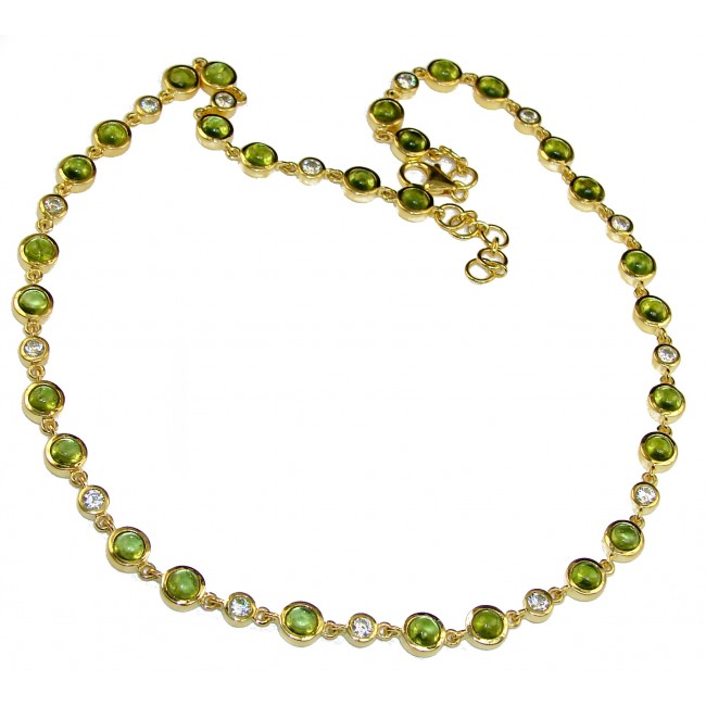 Great Masterpiece genuine Peridot 18K Gold over .925 Sterling Silver handmade necklace