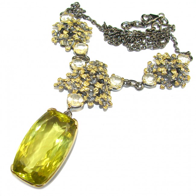 Nature inspired genuine Lemon Quartz 18K Gold over .925 Sterling Silver handmade necklace
