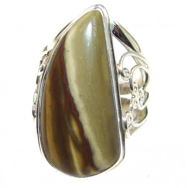Genuine Imperial Jasper .925 Sterling Silver handcrafted ring s. 9