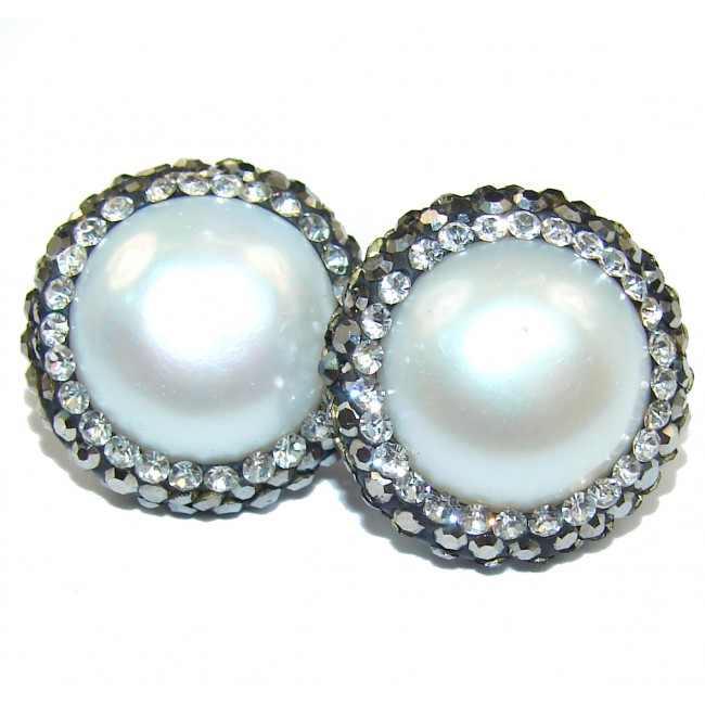 Classic Beauty fresh water Pearl .925 Sterling Silver handmade stud earrings