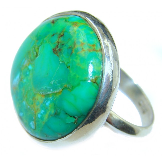 Energizing green Turquoise .925 Sterling Silver handmade Ring size 7